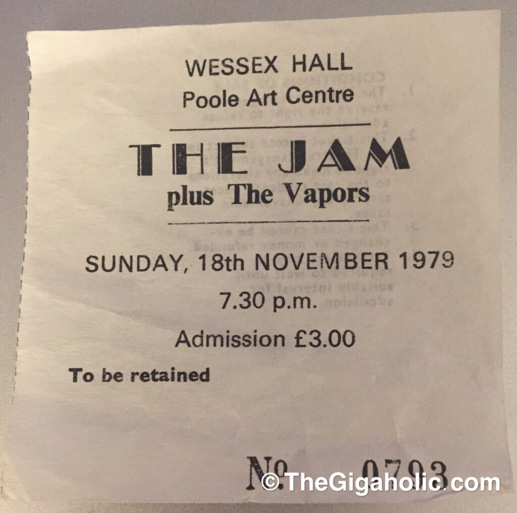 Ticket stub from The Jam in Poole, 1979.